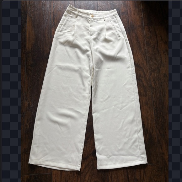 Dazy Less Wide-Leg Pants Ivory Size Medium - Picture 1 of 7
